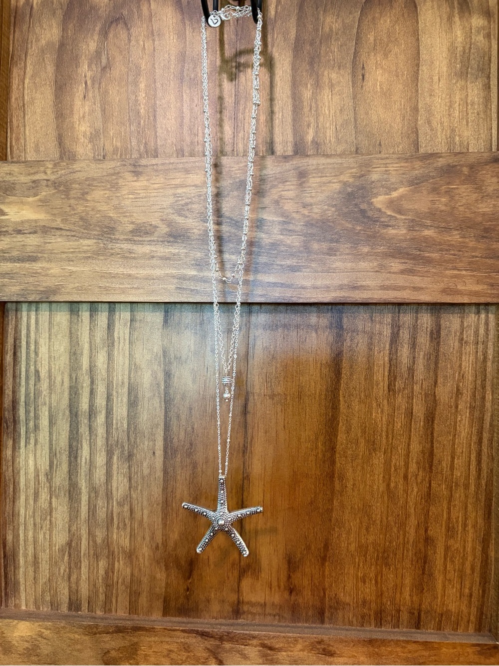 Silver Starfish Pendant Necklace - Layered Chain